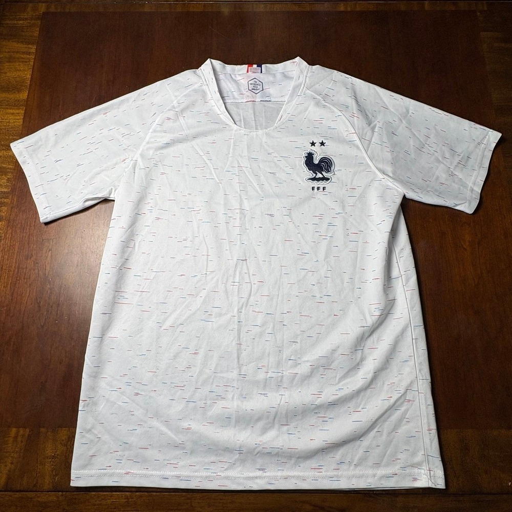 France FFF Soccer Jersey White Two Star Football Shirt Size Medium